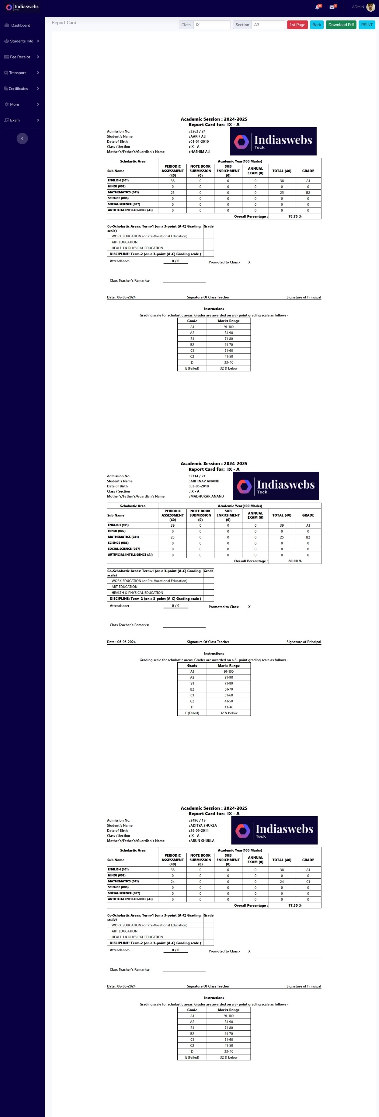 School Exam Management System
